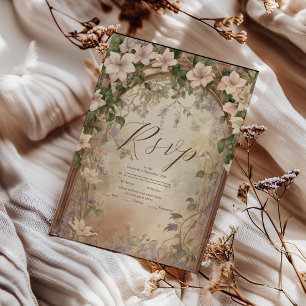 Cartão RSVP Casamento Elegante Art Nouveau