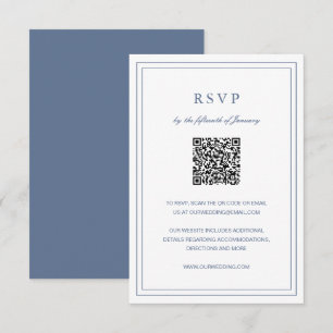 Cartão RSVP Casamento Elegante Azul Clássico