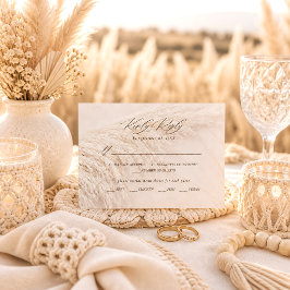 Cartão RSVP Casamento Elegante Boho com Grama das Pampas