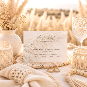 Cartão RSVP Casamento Elegante Boho com Grama das Pampas