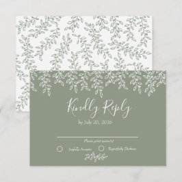 Cartão RSVP Casamento Elegante Botânico de Sage Green Boho