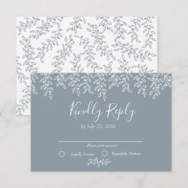Cartão RSVP Casamento Elegante Botânico Periwinkle Boho