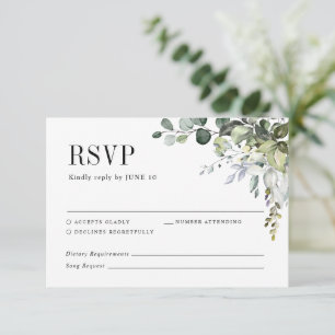 Cartão RSVP Casamento Elegante Botânico Verde Eucalyptus