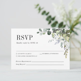 Cartão RSVP Casamento Elegante Botânico Verde Eucalyptus