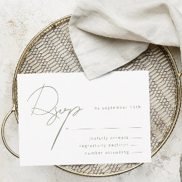 Cartão RSVP Casamento Elegante Caligrafia Verde Sage