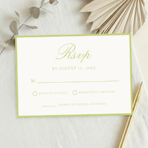 Cartão RSVP Casamento Elegante Citrino Verde Old Money