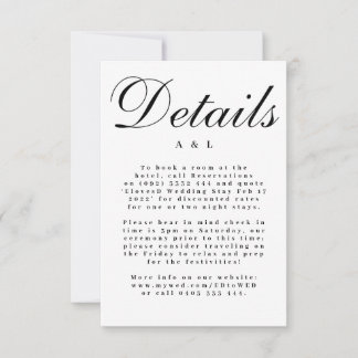 Cartão RSVP Casamento Elegante Clássico Preto e Branco Caligra