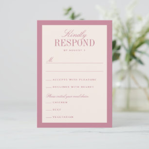 Cartão RSVP Casamento Elegante Clássico Rosa e Creme