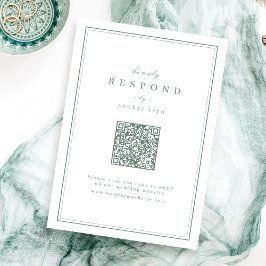 Cartão RSVP Casamento elegante código QR dourado da classe Sál