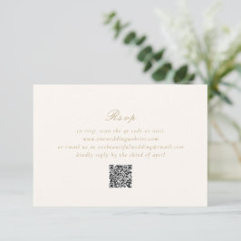 Cartão RSVP Casamento elegante com código QR limpo e Dourado