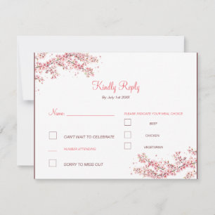 Cartão RSVP Casamento Elegante com Flor de Cerejeira
