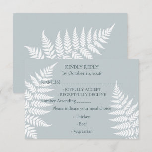 Cartão RSVP Casamento Elegante com Samambaia Azul Gélida e Bra