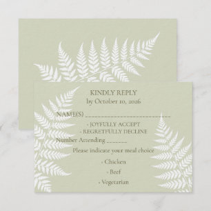 Cartão RSVP Casamento Elegante com Samambaia Branca e Verde Sa