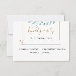 Cartão RSVP Casamento Elegante com Verde de Eucalipto