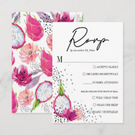 Cartão RSVP Casamento Elegante da Fruta Pitaya Dragon