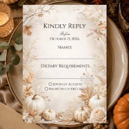 Cartão RSVP Casamento Elegante de Abóbora de Outono