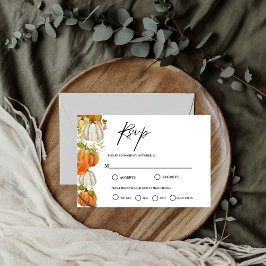 Cartão RSVP Casamento Elegante de Abóbora de Outono