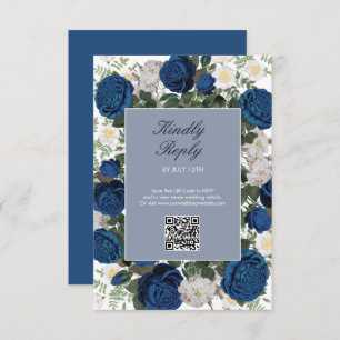 Cartão RSVP Casamento Elegante De Aquarela Azul Moderno