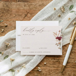 Cartão RSVP Casamento Elegante de Aquarela de Flores Silvestre