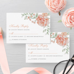 Cartão RSVP Casamento Elegante De Aquarela Rosa-Floral Botânic