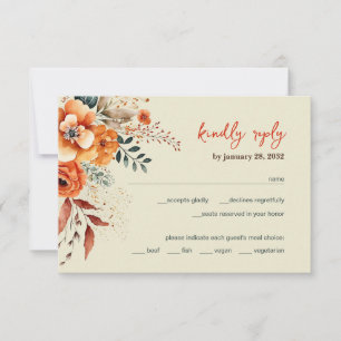 Cartão RSVP Casamento elegante de Autumnal Floral