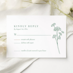 Cartão RSVP Casamento Elegante de Boho Primavera Verde