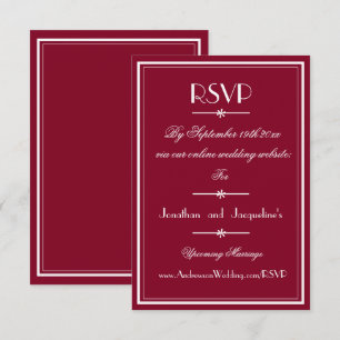 Cartão RSVP Casamento Elegante de Borgonha Moderna com Script