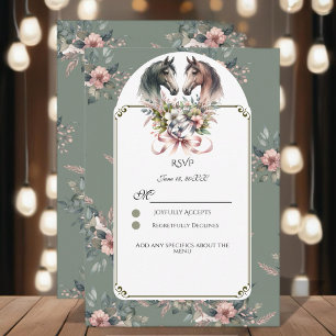 Cartão RSVP Casamento Elegante de Cavalo de Primavera