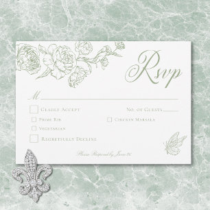 Cartão RSVP Casamento Elegante de Chinoiserie Bird & Crest