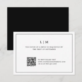 Cartão RSVP Casamento elegante de código QR preto e branco sim