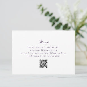 Cartão RSVP Casamento elegante de código QR roxo limpo