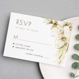 Cartão RSVP Casamento elegante de erva-palha floral tropical