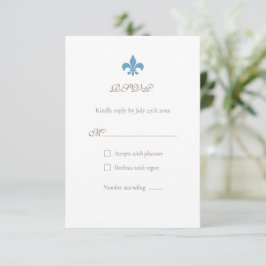 Cartão RSVP Casamento Elegante de Fleur de Lis, França Azul