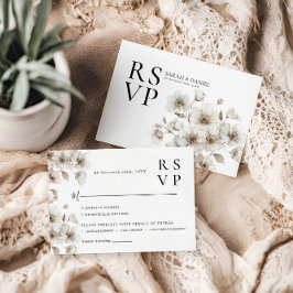 Cartão RSVP Casamento Elegante De Flor Russo Branco