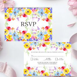 Cartão RSVP Casamento Elegante De Flores De Aquarelas Vibrante