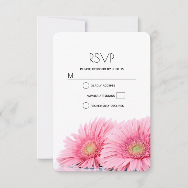 Cartão RSVP Casamento Elegante De Fotografia Rosa Gerbera Dais (Frente)