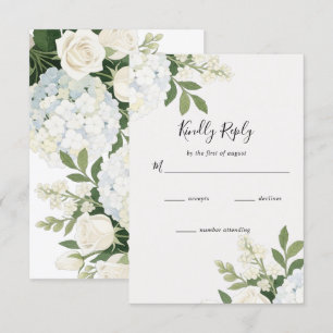 Cartão RSVP Casamento Elegante de Hydrangea Rosa White