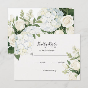 Cartão RSVP Casamento Elegante de Hydrangea Rosa White