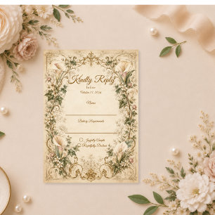 Cartão RSVP Casamento Elegante de Lírio Calla Vintage