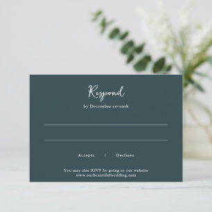 Cartão RSVP Casamento Elegante de Manuscrito Verde Florestal M