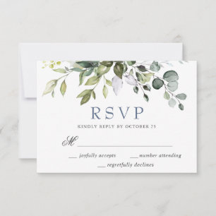 Cartão RSVP Casamento Elegante de Mola Eucalyptus