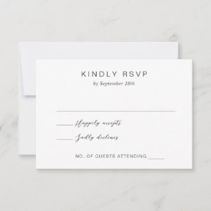 Cartão RSVP Casamento Elegante de Monograma Branco e Preto