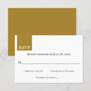 Cartão RSVP Casamento elegante de Monograma Escuro Simples Mod