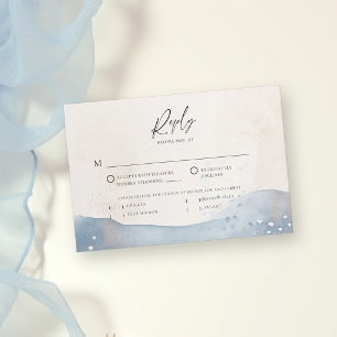 Cartão RSVP Casamento Elegante de Oceano Azul Costeiro Onda Ar
