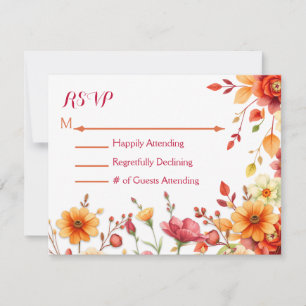 Cartão RSVP Casamento Elegante de outono bonito
