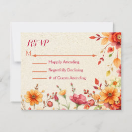 Cartão RSVP Casamento Elegante de outono bonito