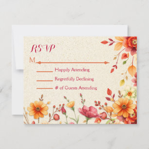 Cartão RSVP Casamento Elegante de outono bonito