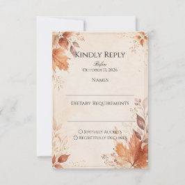 Cartão RSVP Casamento Elegante de Outono | Casamento Rústico d