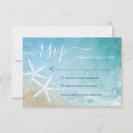 Cartão RSVP Casamento Elegante de Praia de Aquarela
