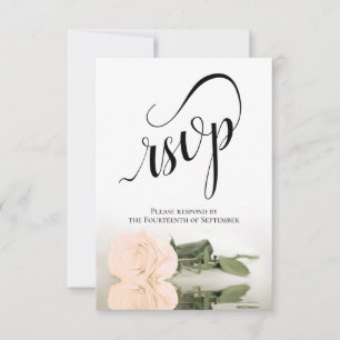 Cartão RSVP Casamento Elegante De Rosa De Pêssego De Marfim D